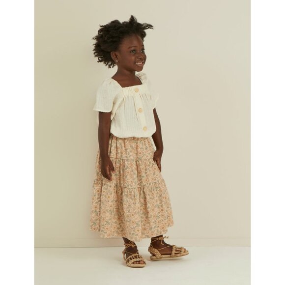 Rylee and Cru Leah Top Girls Sz 8 - 9 Y Blouse Square Neck Short Sleeve - Picture 2 of 7